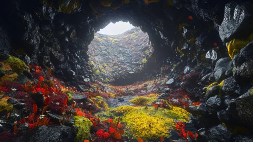 Underground Wonderland with Colorful Plant Life