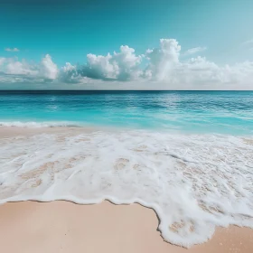 Seascape with Gentle Waves and Cloudy Sky