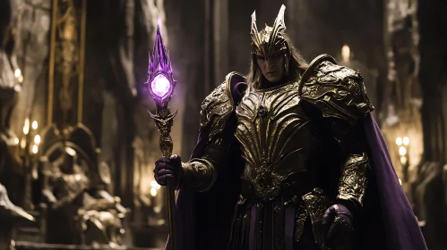 Armored Warrior Holding Glowing Artifact