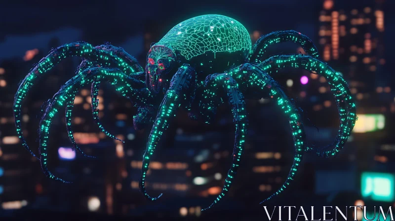 Neon Spider Robot AI Image