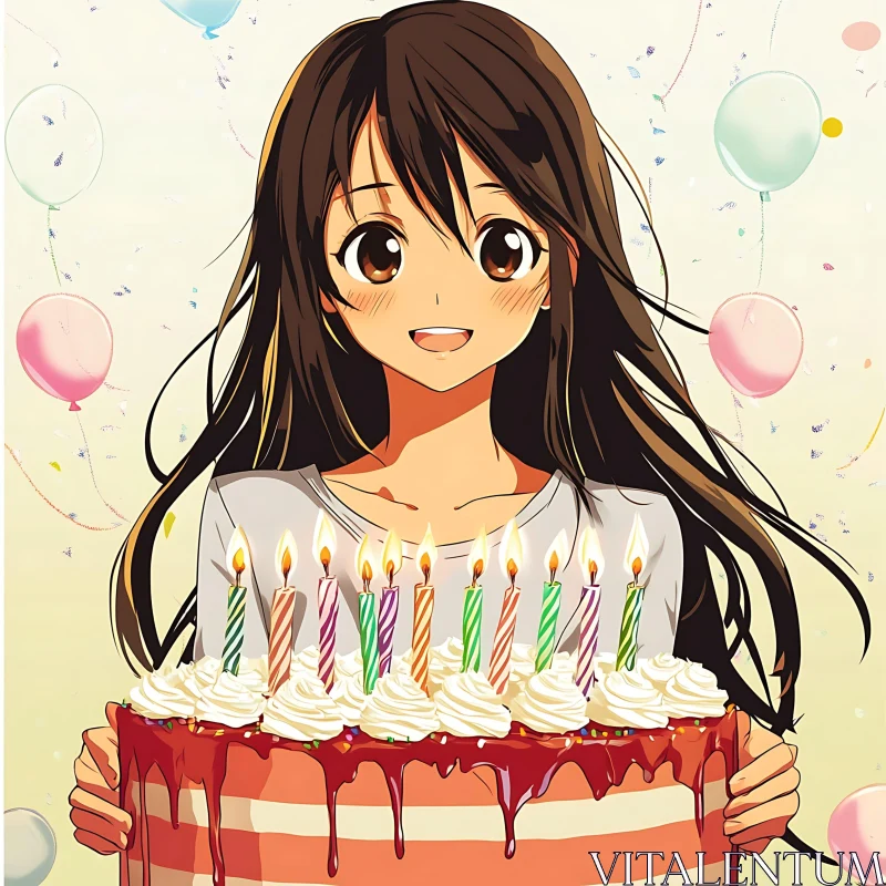 AI ART Festive Anime Birthday Celebration with Cake