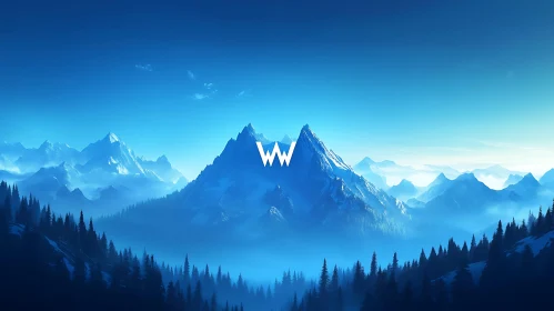 Tranquil Mountain Landscape in Blue Hues