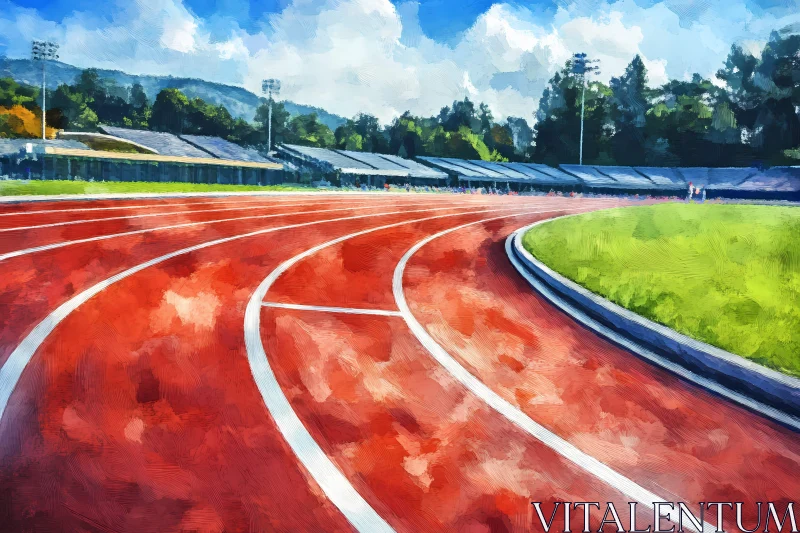 Serene Athletics Track with Lush Surroundings AI Image