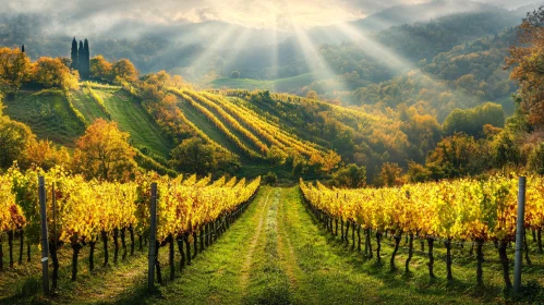 Autumn Vineyard Landscape