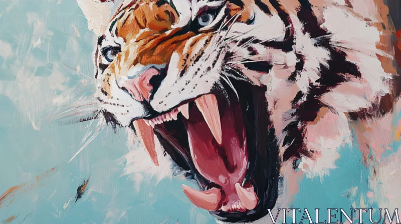 Close-Up of Roaring Tiger AI Image