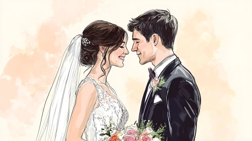 Bride and Groom Illustration