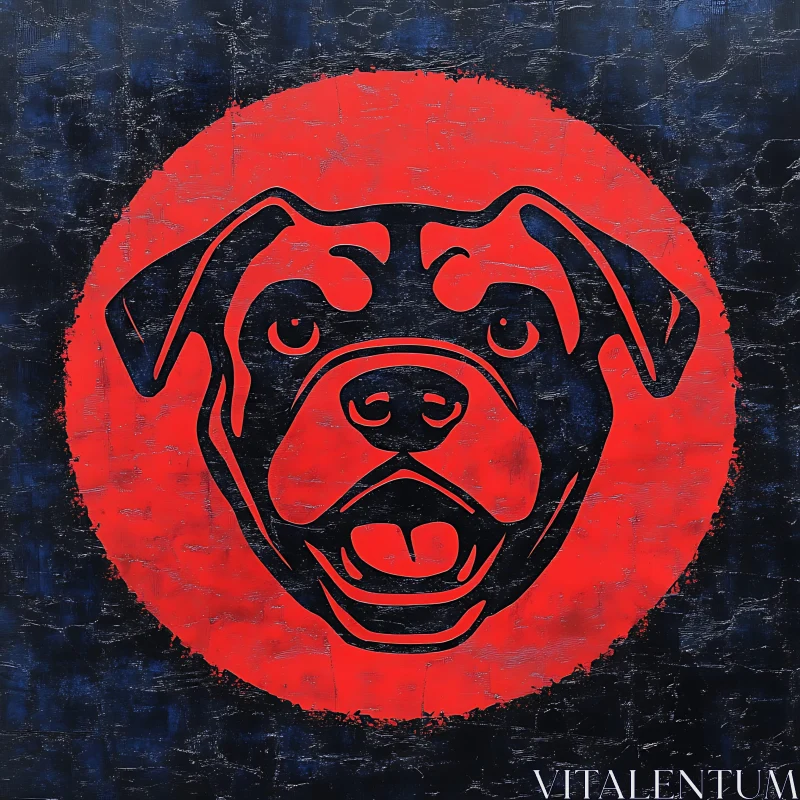 AI ART Artistic Dog Portrait in Red Circle