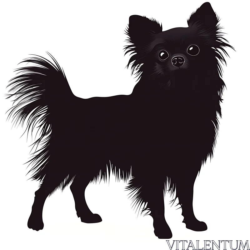 Illustration of a Fluffy Dog Silhouette AI Image