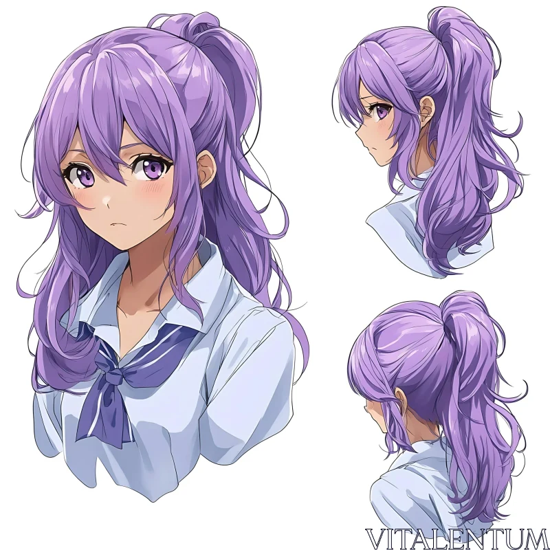 AI ART Purple-Haired Anime Girl Portrait