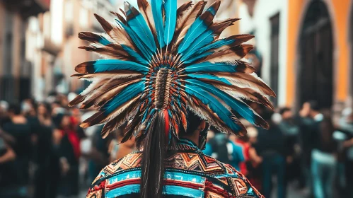 Colorful Headdress in Urban Setting