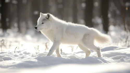 Arctic Wolf in Snowy Forest