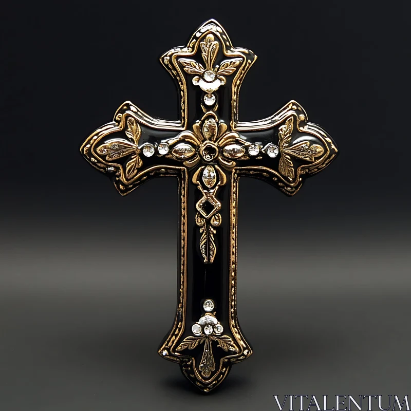 Intricate Religious Cross Ornament AI Image