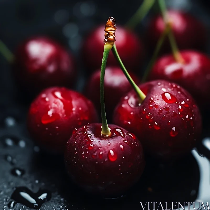 Juicy Red Cherries Still Life AI Image