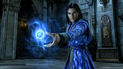 Mystic Wizard with Magical Orb