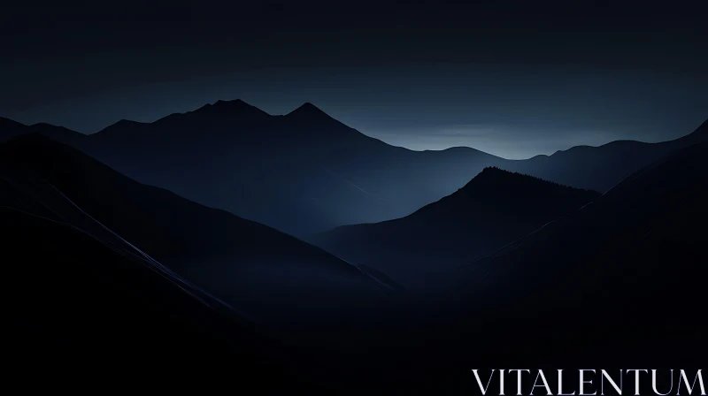 Tranquil Mountain Silhouette AI Image