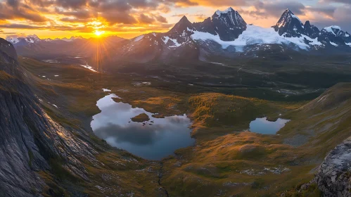 Sunset Over Mountain Lake