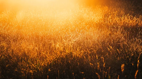 Golden Hour Light on Grass Field