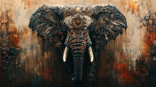 Industrial Steampunk Elephant Illustration