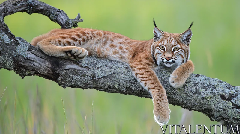 Resting Lynx on a Branch AI Image