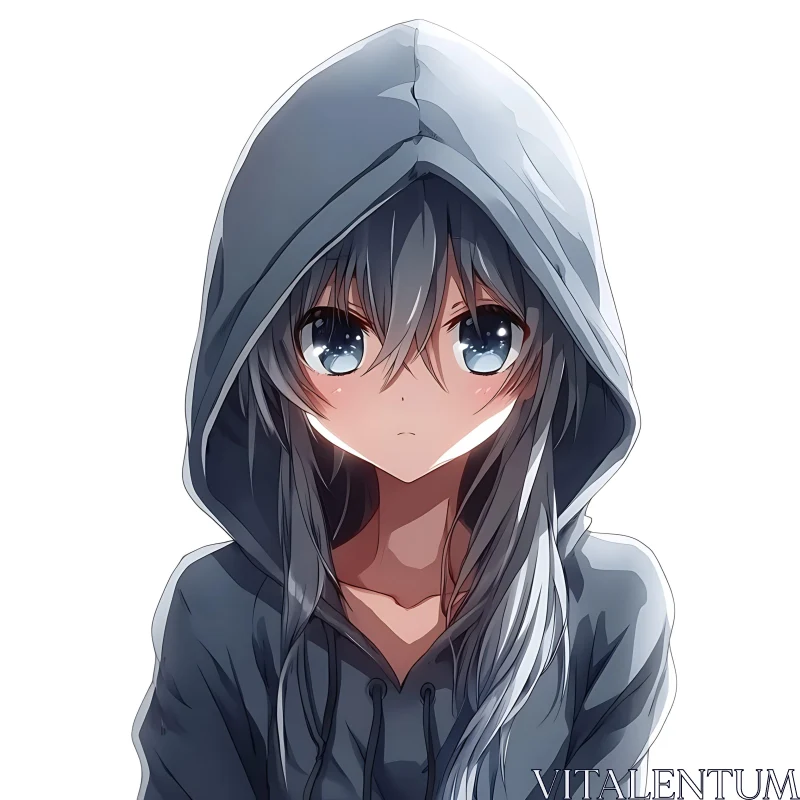 AI ART Contemplative Anime Girl with Silver Hair