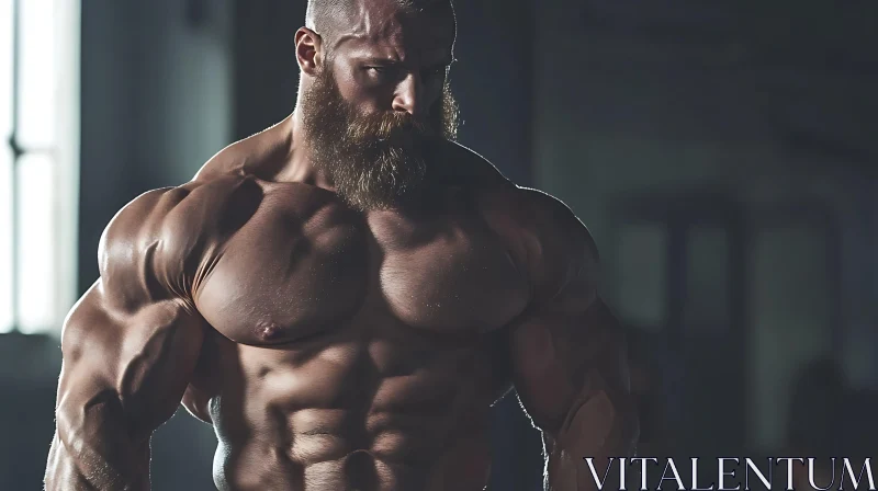 AI ART Bearded Man with Muscular Build