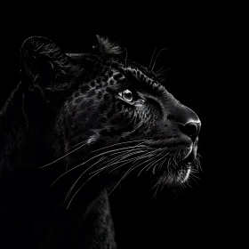 Monochrome Panther Portrait Close-up