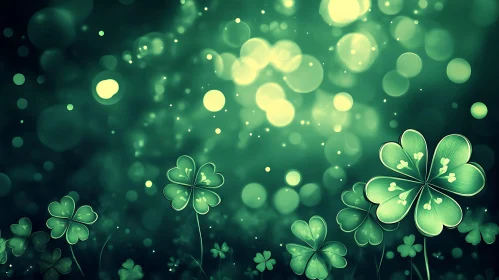 Four-Leaf Clovers in Emerald Light