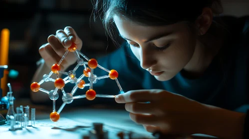 Girl and Molecular Model