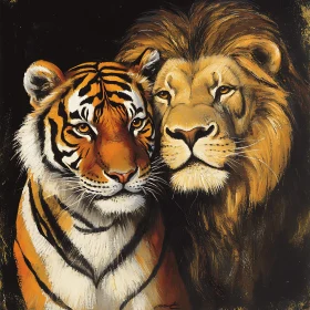 Majestic Wildlife: Lion and Tiger Together