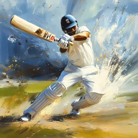 Cricket Batsman in Action - Artistic Depiction AI Generated Picture