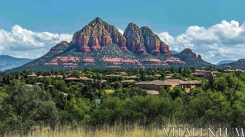 Picturesque Red Rock Mountain Landscape AI Image