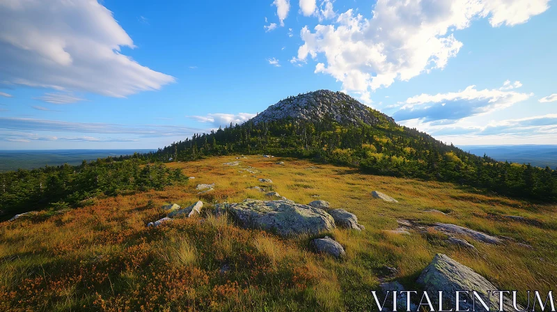 Mountain Landscape With Blue Sky AI Image