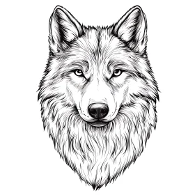 Monochrome Wolf Face Drawing