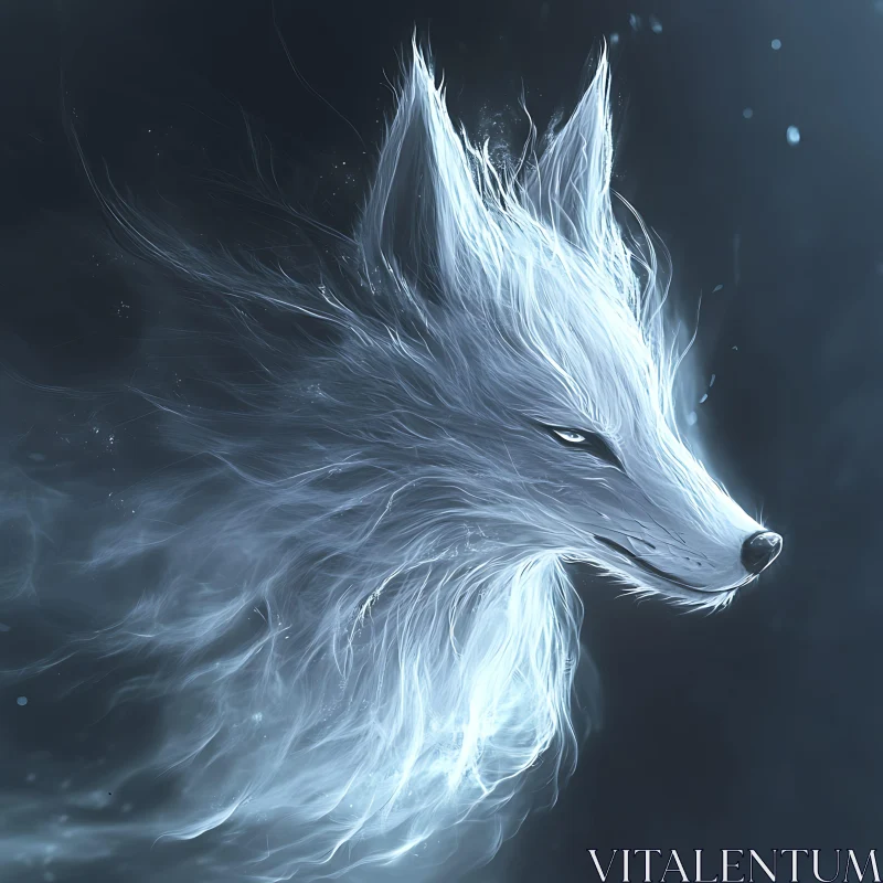 AI ART Ghostly Wolf in Moonlight