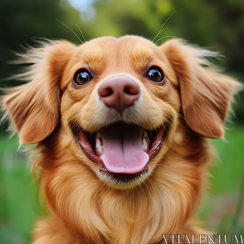 Happy Dog with Golden Fur in Nature AI Image