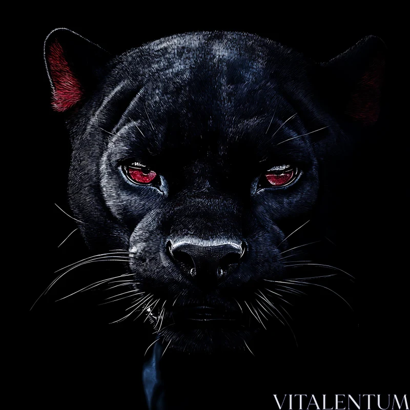 Panther Gaze: A Study in Darkness and Light AI Image