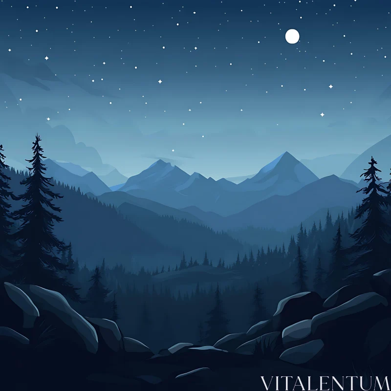 AI ART Starry Night Over Mountain Peaks