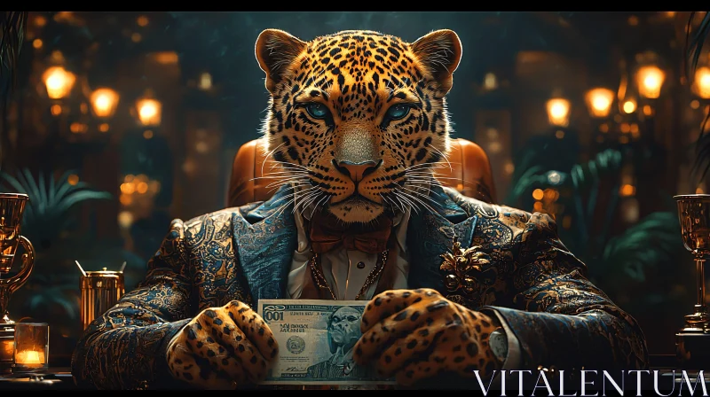 AI ART Dapper Leopard with Currency