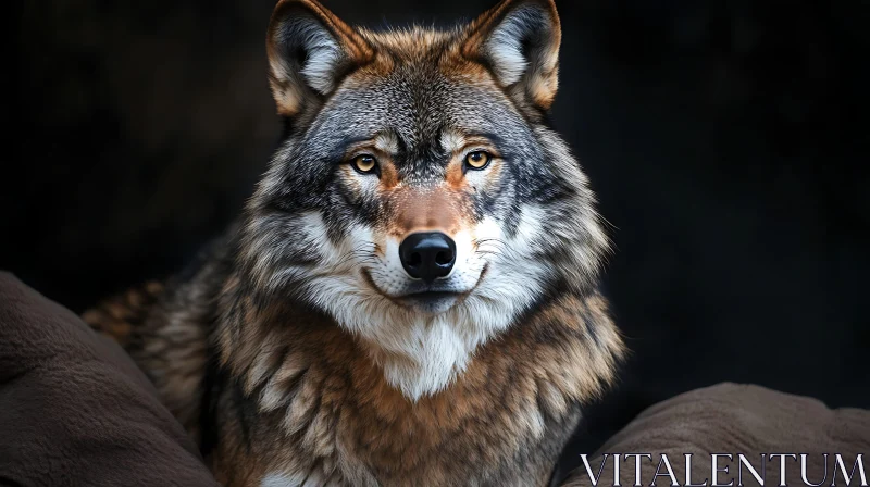 AI ART Wolf's Gentle Stare: A Wildlife Portrait