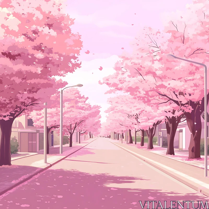 Urban Cherry Blossom Celebration AI Image