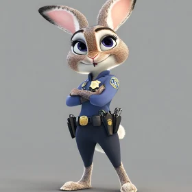 Anthropomorphic Rabbit in Police Uniform