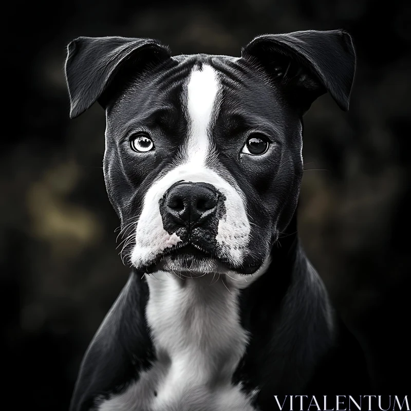 Expressive Black and White Dog Close-Up AI Image