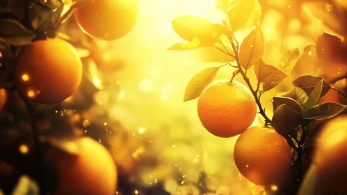 Luminous Citrus Fruits in Natural Setting