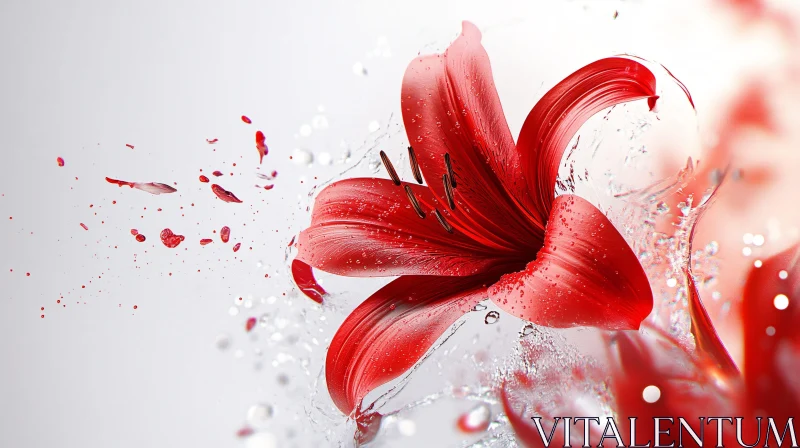 Vivid Red Lily in Detail AI Image