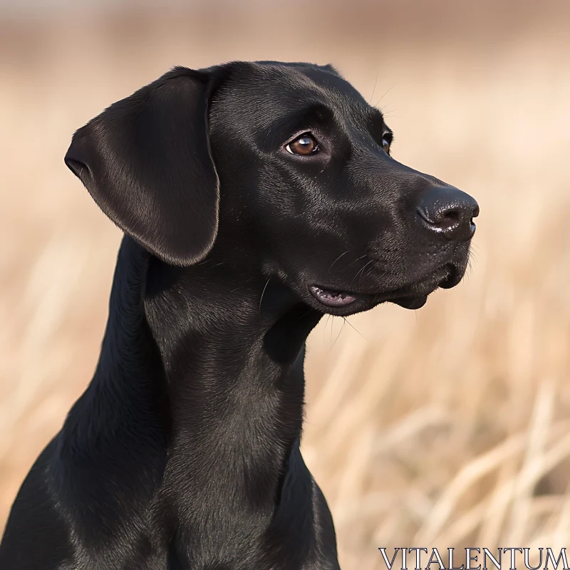 Sleek Black Dog with Expressive Eyes Portrait AI Image