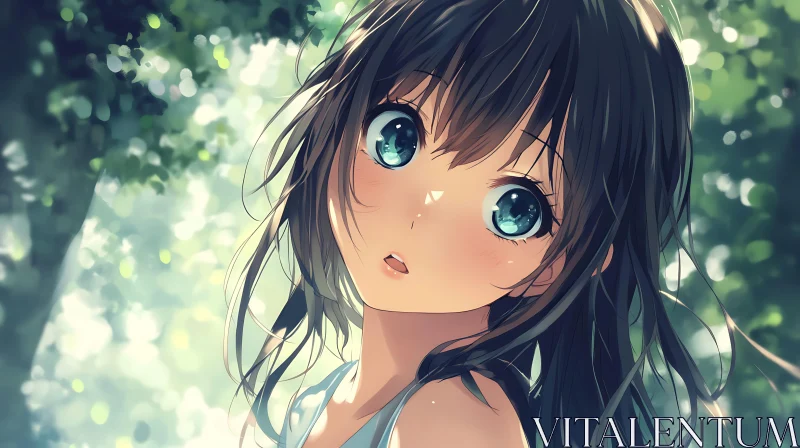 AI ART Beautiful Anime Girl with Large Blue Eyes