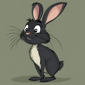 Cartoon Black and White Rabbit