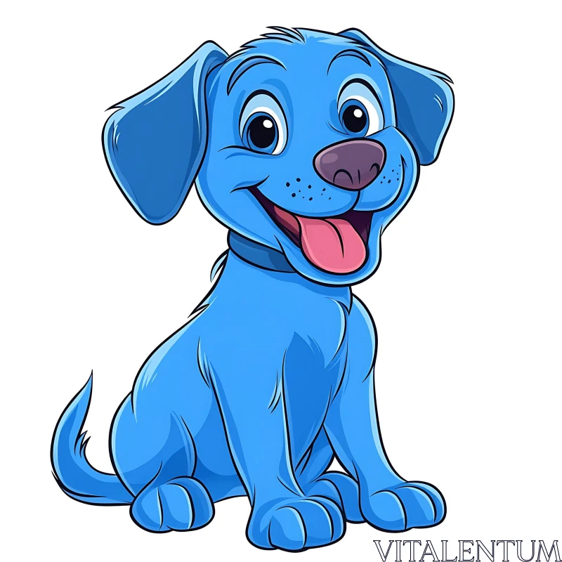 AI ART Adorable Blue Cartoon Dog with a Playful Smile