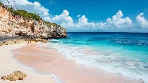 Coastal View with Pink Sand Beach