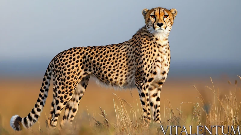 AI ART Spotted Cheetah in Grassy Field